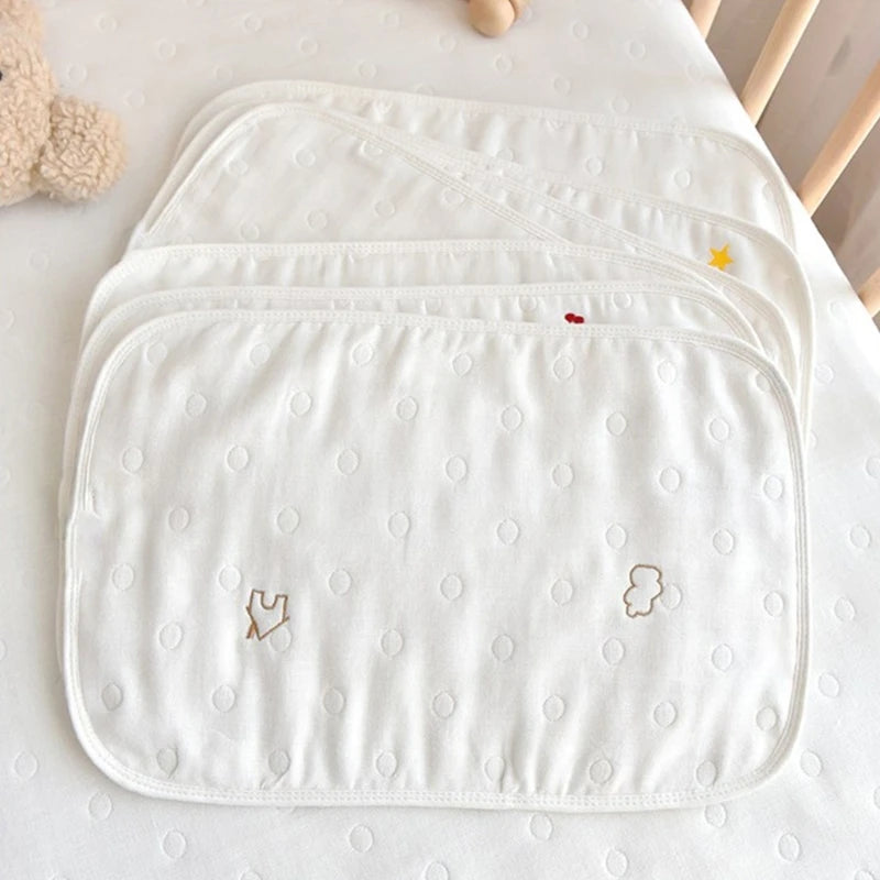 6 Layer Cotton Baby Pillows for Newborn Gauze Towel Burp Cloths Baby Stuff Gauze Embroidered Babies Accessories