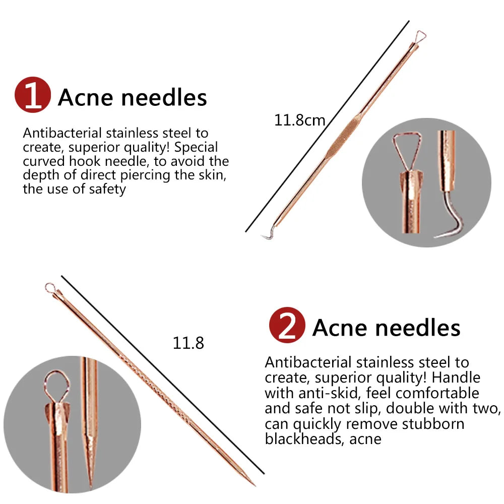 4PCS Acne Blackhead Comedone Black Spot Pimple Blemish Remover Skin Care Women Beauty Acne Treatment Pore Cleanser Needle Hook