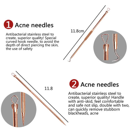 4PCS Acne Blackhead Comedone Black Spot Pimple Blemish Remover Skin Care Women Beauty Acne Treatment Pore Cleanser Needle Hook