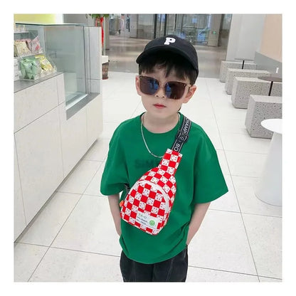 Casual Cool Baby Boys Chest Bags Portable Cute Kids Girls Coin Purse Handbags Checkerboard Plaid Children Shoulder Crossbody Bag