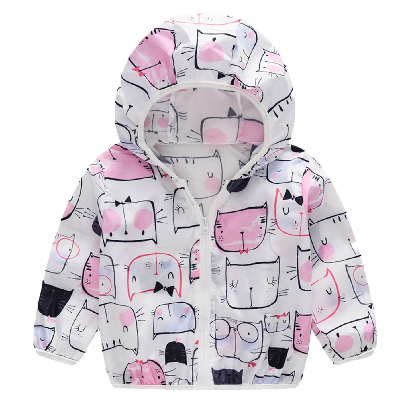 Outerwear 2023 Cute Baby Boys Girls Jackets Hooded Coat Summer Sunscreen Coats Printing Cartoon Hooded Zipper Coats 1-5 Years