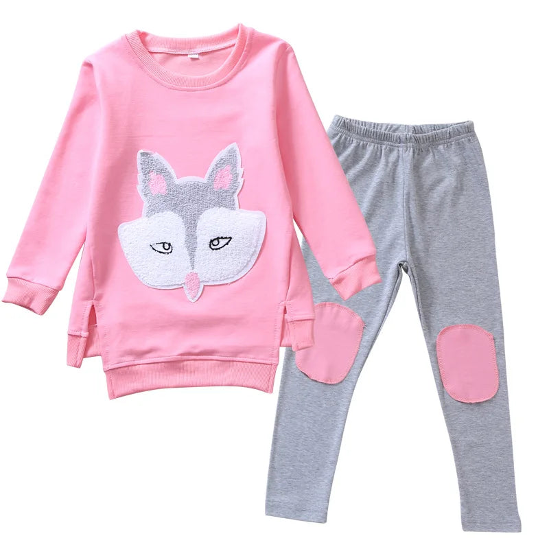 2023 autumnkids baby Girls Clothes Sport Suit Sets Child teens Cartoon Long Sleeve t-shirt + pant Tracksuit 7 8 9 10 11 12 year