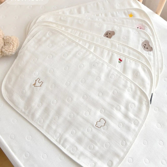 6 Layer Cotton Baby Pillows for Newborn Gauze Towel Burp Cloths Baby Stuff Gauze Embroidered Babies Accessories