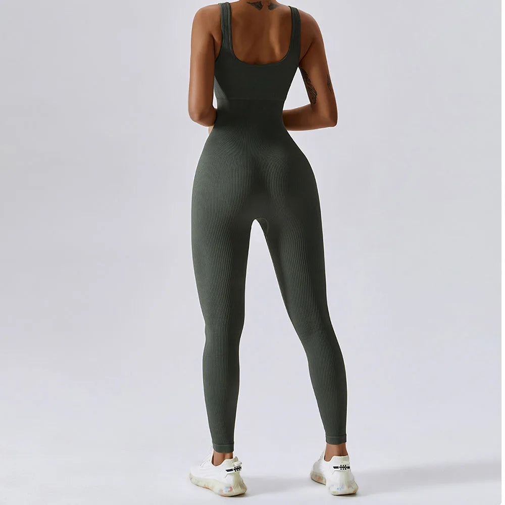 Women's  Yoga One Piece Tracksuit Jumpsuit Seamless Sportswear Yoga Suit Gym Push Ups Fitness Workout Bodysuit