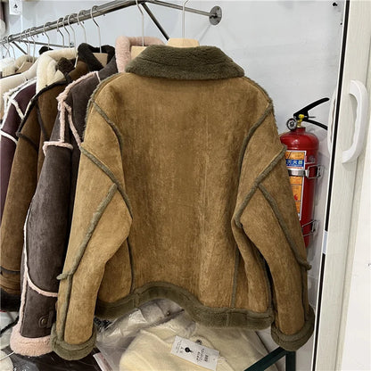 Plush Lamb Fur Jacket fur Integrated Jacket For Women's 2024 Winter Coat New Thicken Suede Motorcycle Plush Jacket High Quality