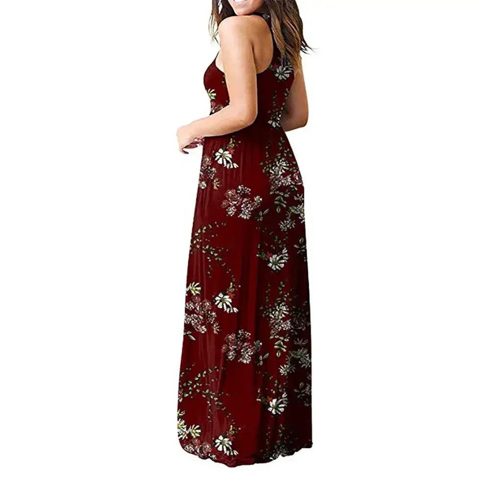 Women's Summer Sleeveless Long Dresses with Pockets