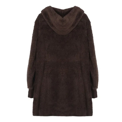 Winter Coat Women Fur Cardigan Jacket Long Sides Both Side