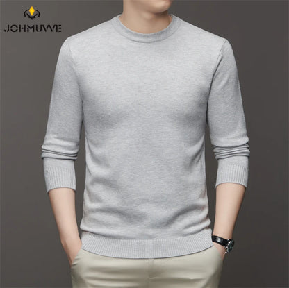 Men's High Neck Long Sleeved Solid Color Sweater