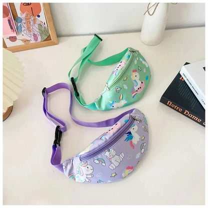 Children‘s Cute Cartoon Dinosaur Crossbody Shoulder Bag Sport Running Waist Bag for Kids Belt Money Pouch Coin Purse Storage Bag