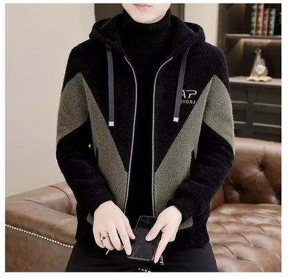 Trendy Autumn/winter Hooded Woolen Jacket For Men Casual Korean Style High End Comfortable Winter Fashion Overcoat