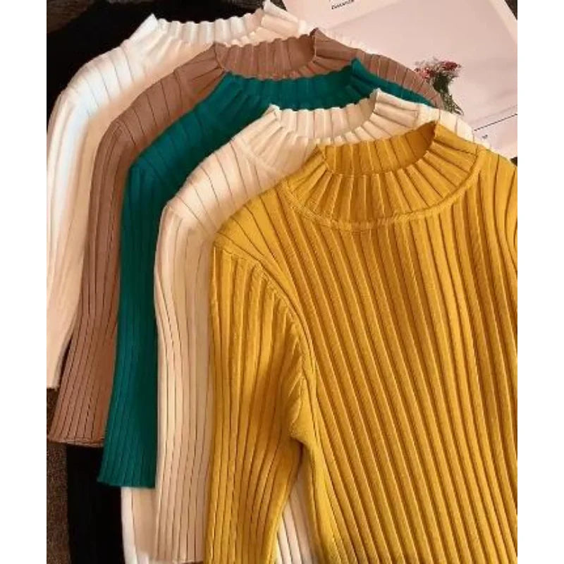 Half Sleeve Knitted Sweater Korean T-Shirt for Women