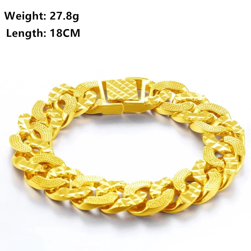 Forever Not Fade 24K Gold Filled Jewelry Bracelets for Men