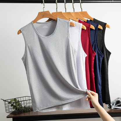 New Men Ice Silk Tops Vest Outer Wear Quick-Drying T-Shirts