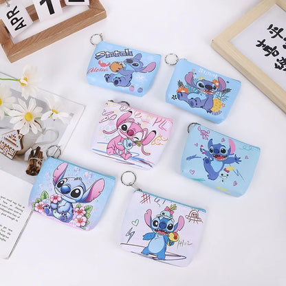 2024 Disney Lilo&Stitch Coin Purse Children's Cartoon Cute Stitch Key Case Coin Storage Bag for Kids Portable Mini Zipper Wallet