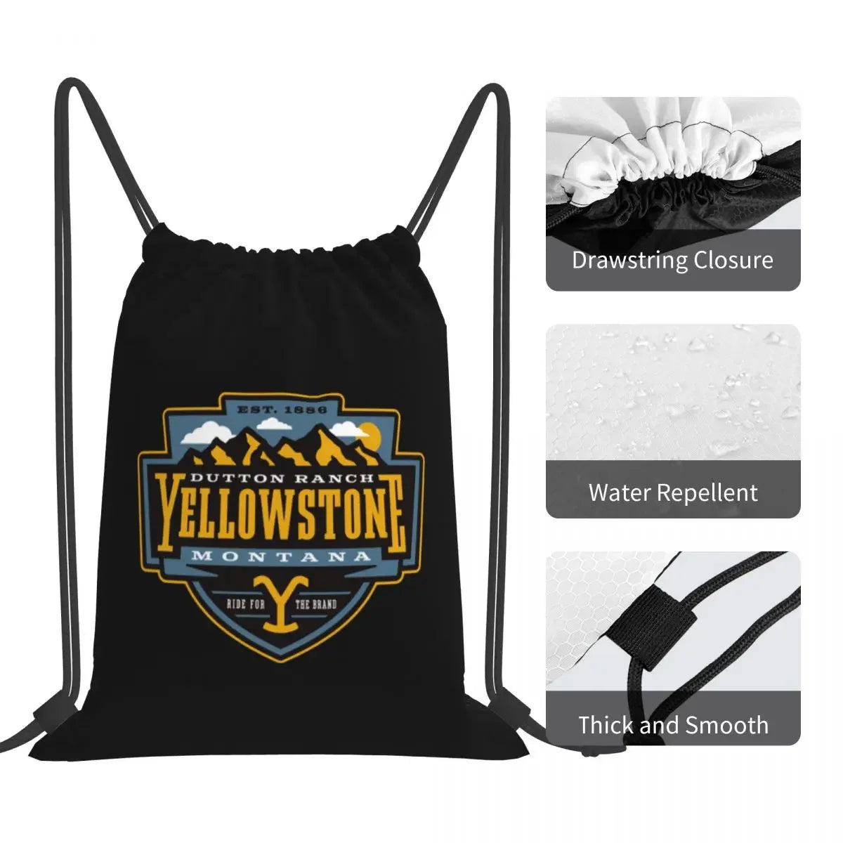 Yellowstone Quick Dry Dutton Ranch Backpacks Drawstring Bags Drawstring Bundle Pocket Shoes Bag Book Bags For Man Woman School