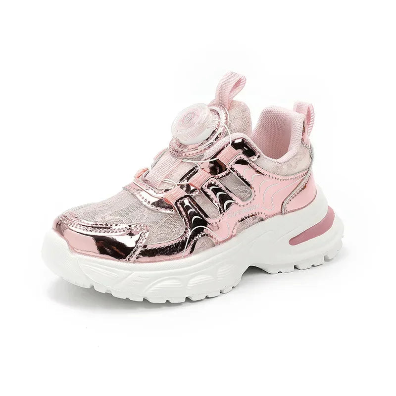 Kids Girls' Shoes Summer Tenis Children Girl Sneakers Breathable Mesh Lightweiht Sole Pink Silver