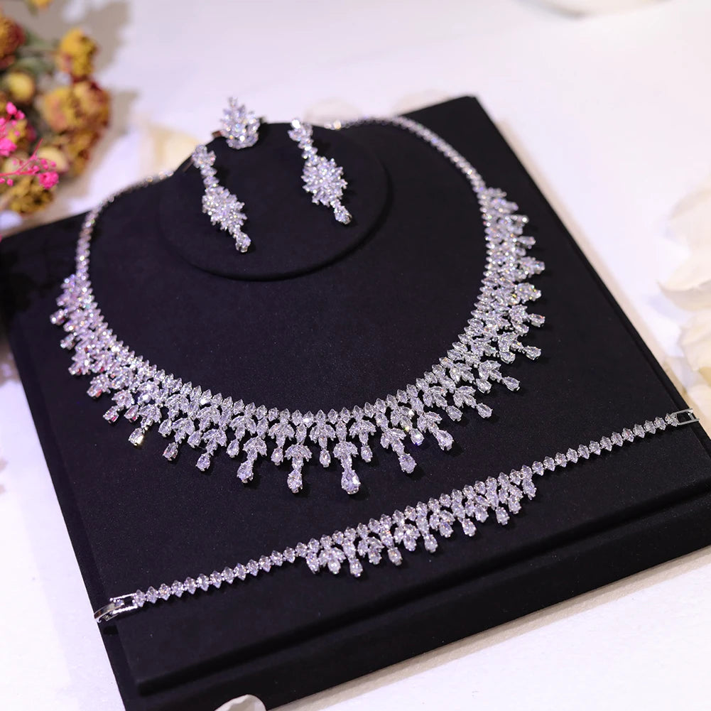 Jewelry Sets Leaf Design Bridal Necklace Earring Set