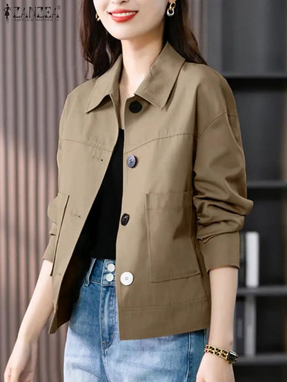 Female Casual Loose Outwear Long Sleeve Jackets