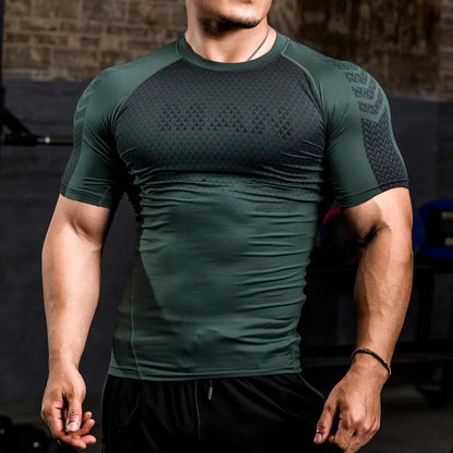 Quick Dry Men T Shirts Short Sleeve Fitness Sports Running Top Activewear Training Breathable Workout Tee Bodybuilding