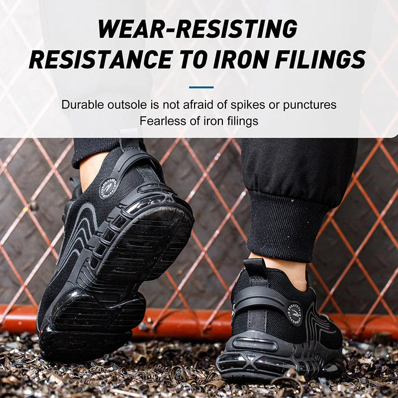 Men Work Sneakers Rotating Button Safety Shoes Indestructible Puncture-Proof Protective Shoes Anti Shock Boots Steel Toe Shoes