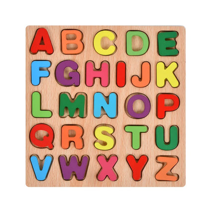 Wooden Jigsaw Puzzle Children Letters Numbers Board Pairing Puzzle Cognitive Montessori Early Educational Toys for Kids Gift