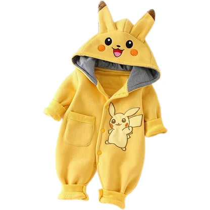 Cartoon Pokemon Pikachu Baby Pyjamsa Newborn Winter Long-sleeved Clothing Kids Rompers Babies Toddler's Clothes Costume Onesie