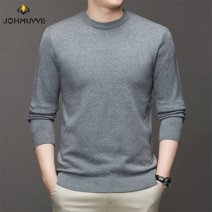 Men's High Neck Long Sleeved Solid Color Sweater