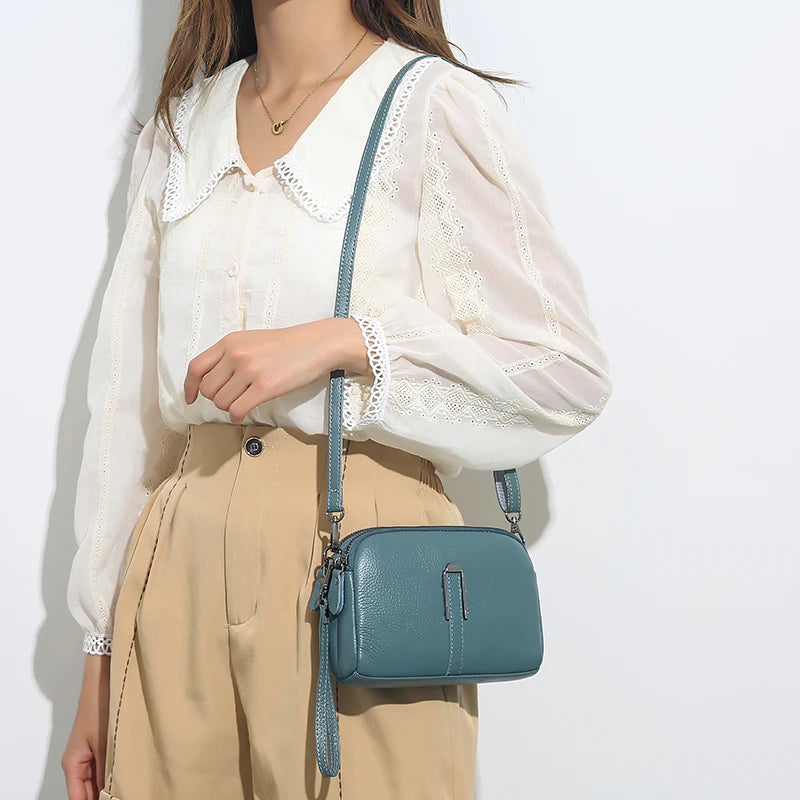 Genuine Leather Bag Luxury Women's Crossbody Bag for Woman Female Solid Color Clutch Phone Bags Shoulder Bag Messenger Bag Sac