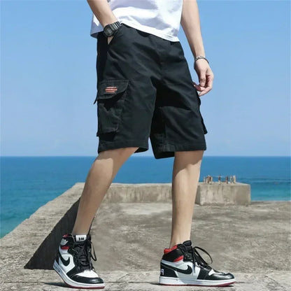 Men Trend Cargo Shorts Men's Letter Print Pocket Shorts