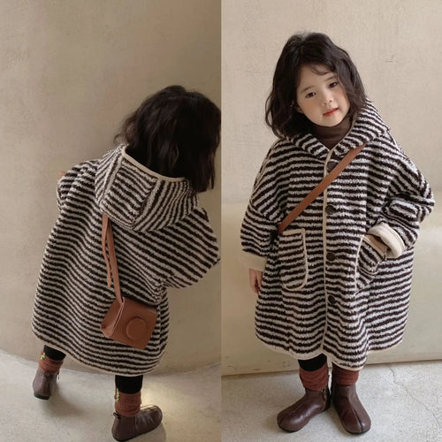 Children's Coats Striped Hoodie Kids Jackets for Girls Baby Girl Winter Clothes Girls Coat Winter Jacket Kids Girl