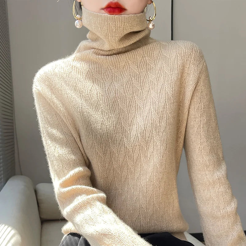 2022 Cashmere Sweater Women's Casual Turtleneck Pullover Fashion Knitwear Women's Autumn And Winter  Solid Color Sweater