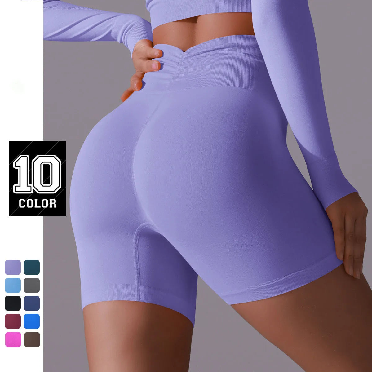 Guta Solid Color Seamless Peach Hip High Waist Tight Yoga Shorts Running Fitness Sports Breathable Quick Drying Women's Shorts