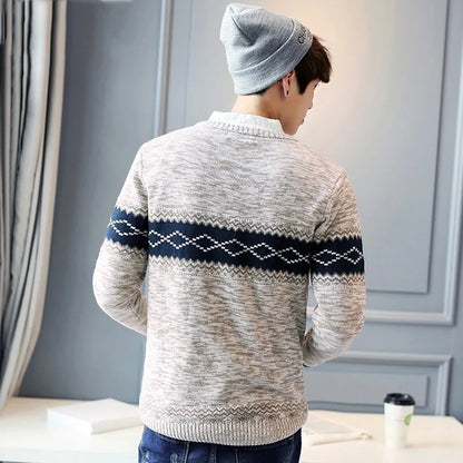 2023 Autumn/Winter Trendy Japanese-style Sweater for Men, Slim-fit and Handsome with Round Neckline,  Slim Fit Pullover Men