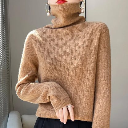 2022 Cashmere Sweater Women's Casual Turtleneck Pullover Fashion Knitwear Women's Autumn And Winter  Solid Color Sweater