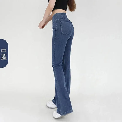 Autumn And Winter Fashion Sexy New Cross Waist Slim Jeans Yoga Flared Pants Women's High Elastic Hip Double Pocket Sweatpants