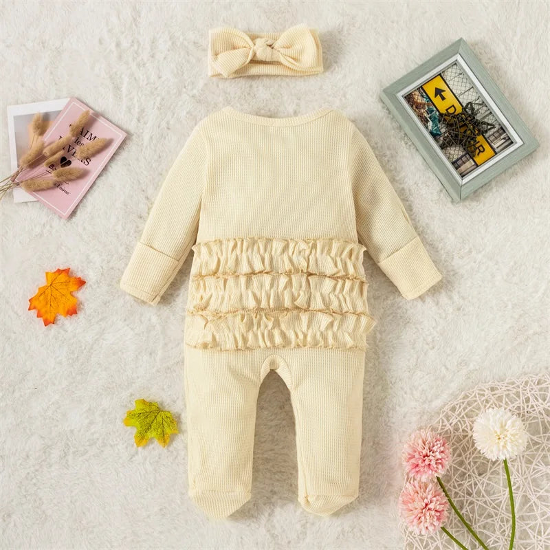 Newborn Baby Coming Home Outfit Girl Boy Zipper Footie Romper Jumpsuit Ruffle Waffle Knit Hospital Coming Home Outfit Clothes