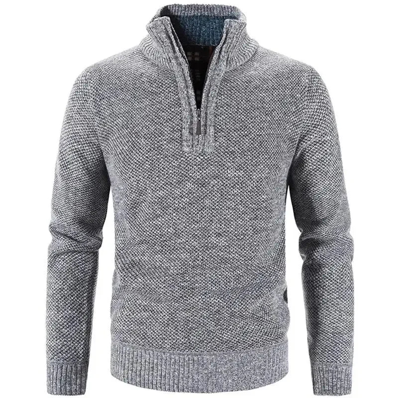 Winter Men's Fleece Thicker Sweater Half Zipper Turtleneck Warm Pullover Quality Male Slim Knitted Wool Sweaters for Spring 3Xl