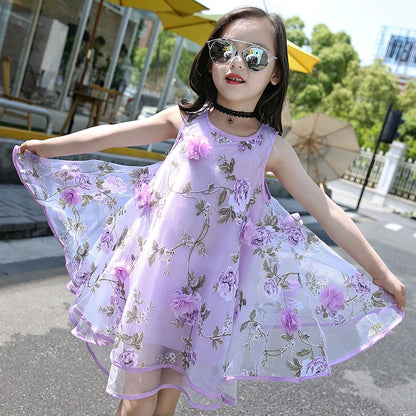 Bohemian Summer Girls Flower Dress Kids Girl Beach Dresses Chiffon Kids Dresses Floral Teenager Girls Clothes 6 8 10 12 14 Year