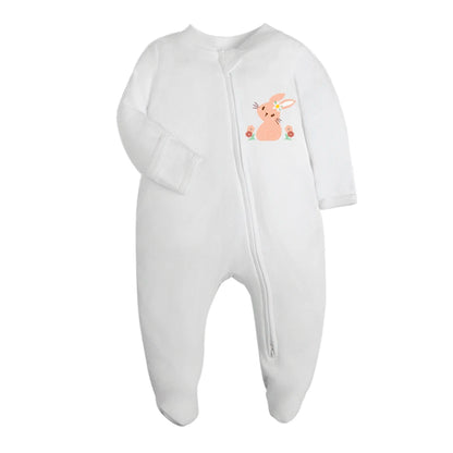 Newborn Footed Pajamas Zipper Girl and Boy Romper Long Sleeve Jumpsuit Cotton Solid White Fashion 0-12 Months Baby Clothes