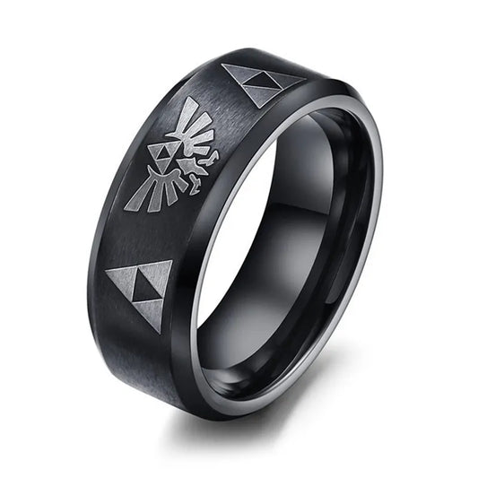 Fashion Anime Triforce Triangle Symbol Band Ring for Men Women 316L Stainless Steel Finger Rings Cosplay Party Jewelry Gifts