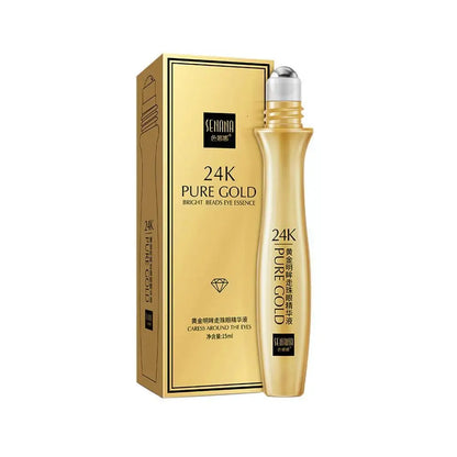 24K Gold Bright Eye Roller Eye Cream Hydrating Moisturizing Eye Serum Eye Care Dark Circles Removal Anti Eye Bags 15ml L2P8