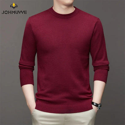 Men's High Neck Long Sleeved Solid Color Sweater