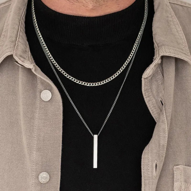 3D Vertical Bar Necklaces for Men