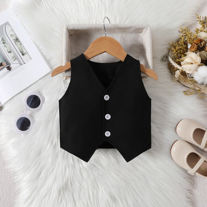 Baby Kids Girls Black Clothes 2 Pcs Set Summer Cute Sleeveless Tank Tops + Pleated Skirk Children Dress For 2 3 4 5 6 7 8 Year