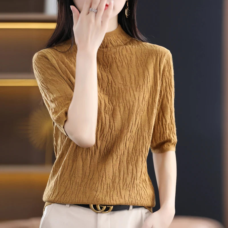 New 2023 Cashmere Sweater Women's Short Sleeve Pullover Women's Sweater Short Sleeve Women's Cashmere Sweater Knitted Top