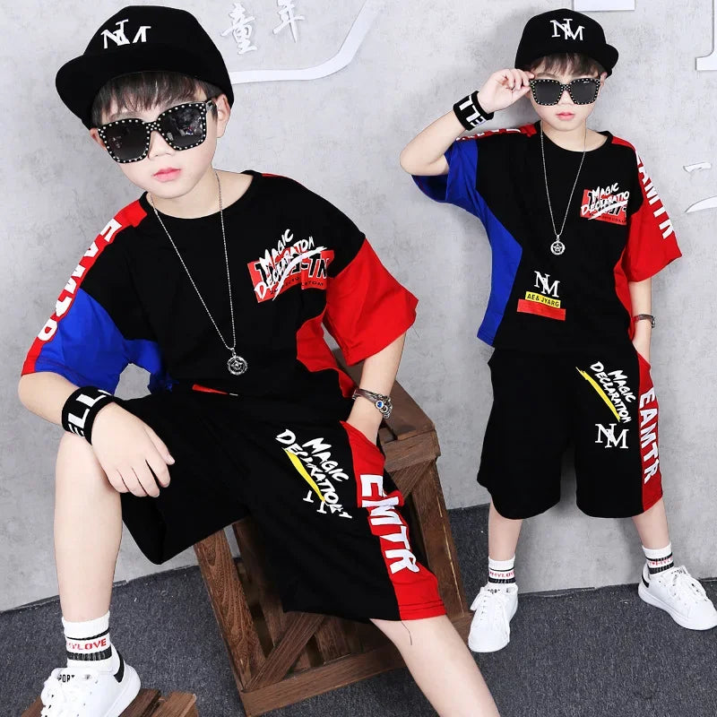 Children Boys Summer Clothes Outfits Cartoon Cotton T-shirt+Shorts Suit Tracksuit for Kids Clothing Two-Piece Set 6 8 10 12 Year