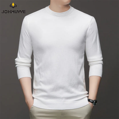 Men's High Neck Long Sleeved Solid Color Sweater