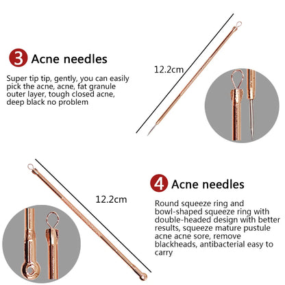 4PCS Acne Blackhead Comedone Black Spot Pimple Blemish Remover Skin Care Women Beauty Acne Treatment Pore Cleanser Needle Hook