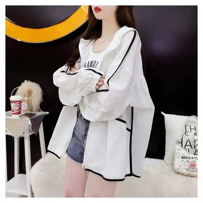 Breathable Women Sunscreen Hoodie Fashion Long-sleeved Thin Jacket