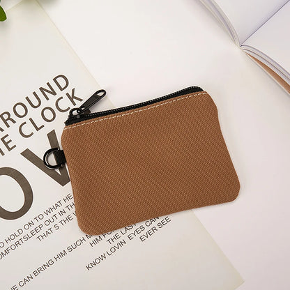 Solid Color DIY Canvas Coin Purse Zipper Mini Coin Key Bag Money Pocket Women Men Simple Coin Purse Small Wallet